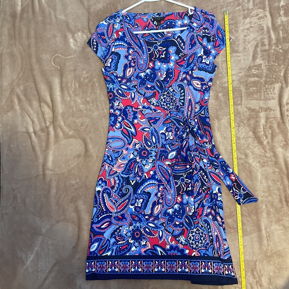 Talbots blue and red dress
